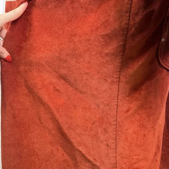 VTG 70s Burnt Orange Velour Robe Varsity Stripe Lounge Kimono Style Mid Century - Picture 11 of 16